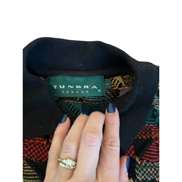 Vintage Tundra Canada Men Winter Coogi-Style Pullover Multicolor Grandpa Sweater - Picture 4 of 6